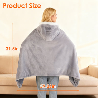 Wearable Heated Throw Blanket Double-Sided Electric Heating Hoodie For Women & Men Machine Washable,20000mah battery