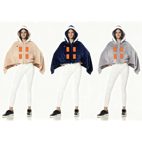 Wearable Heated Throw Blanket Double-Sided Electric Heating Hoodie For Women & Men Machine Washable