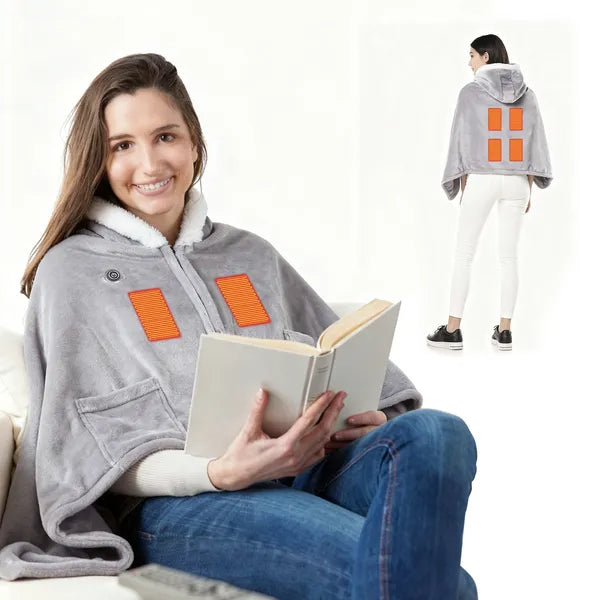 Wearable Heated Throw Blanket Double-Sided Electric Heating Hoodie For Women & Men Machine Washable