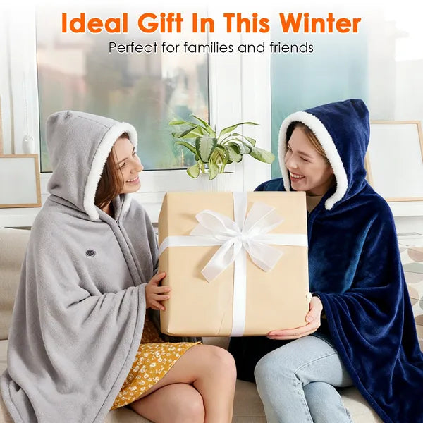 Wearable Heated Throw Blanket Double-Sided Electric Heating Hoodie For Women & Men Machine Washable
