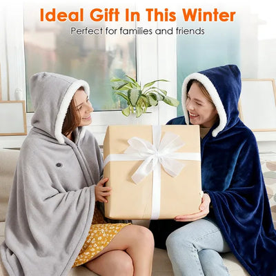 Wearable Heated Throw Blanket Double-Sided Electric Heating Hoodie For Women & Men Machine Washable