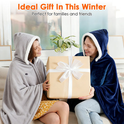 Wearable Heated Throw Blanket Double-Sided Electric Heating Hoodie For Women & Men Machine Washable,20000mah battery