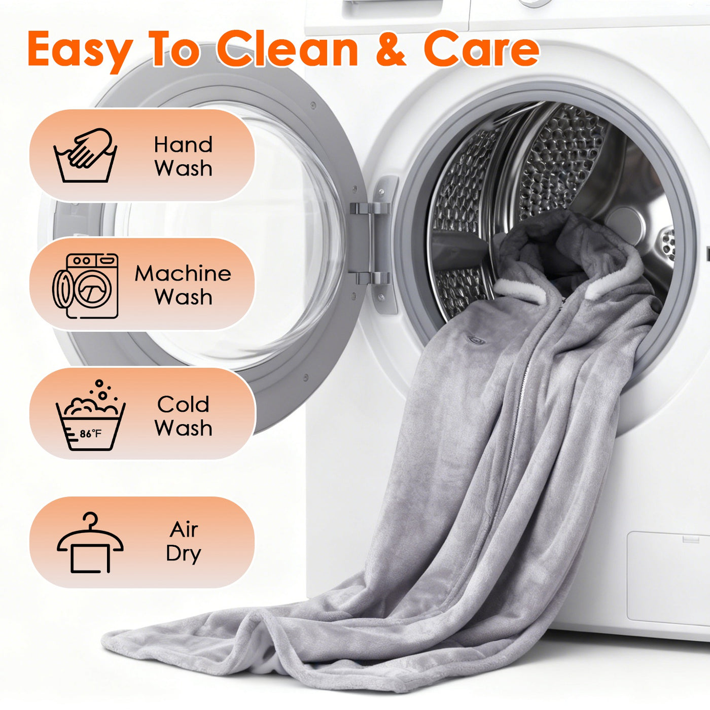 Wearable Heated Throw Blanket Double-Sided Electric Heating Hoodie For Women & Men Machine Washable,20000mah battery