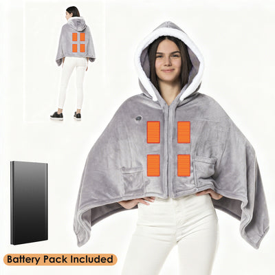 Wearable Heated Throw Blanket Double-Sided Electric Heating Hoodie For Women & Men Machine Washable,20000mah battery
